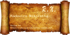 Radovics Nikoletta névjegykártya